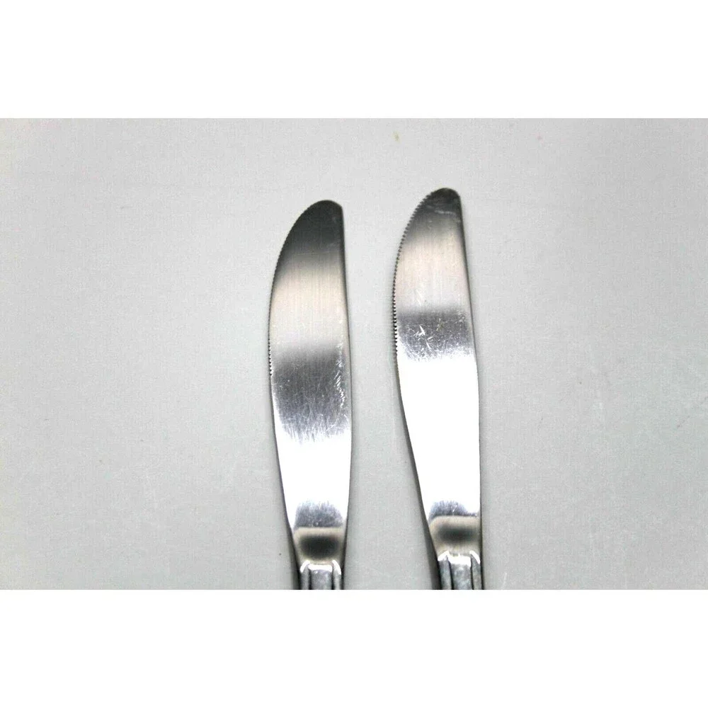 Interpur INR3 Single Rose Vine Pattern Dinner Knives Stainless Steel Korea Lot 2